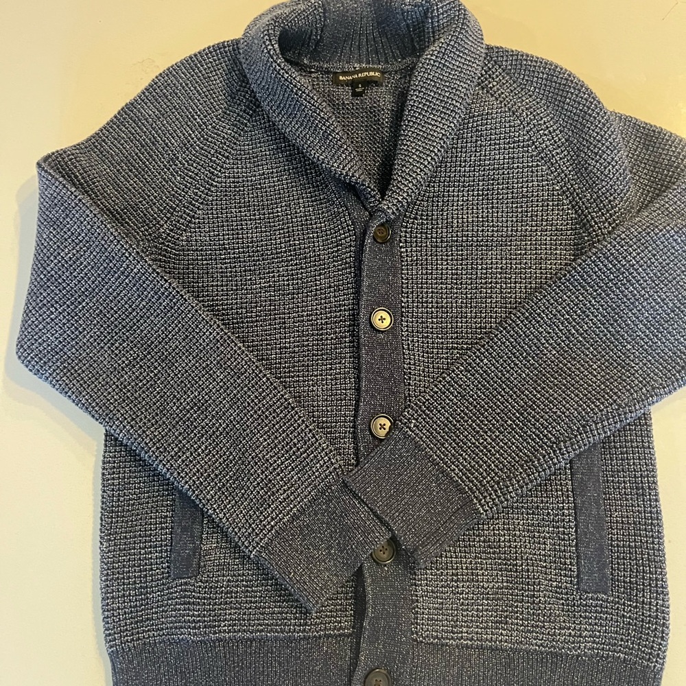 Banana Republic Men's Textured Blue Cardigan